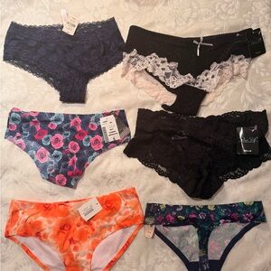 Victoria's Secret and others Floral and Lace Panties Black, Blue, Orange